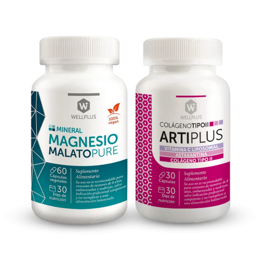 Pack 1 Magnesio Malato Pure 60 cápsulas + 1 Arti Plus 30 cápsulas Wellplus