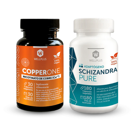 Pack 1 Copper One 30 cápsulas + 1 Schizandra Pure 180 cápsulas Wellplus