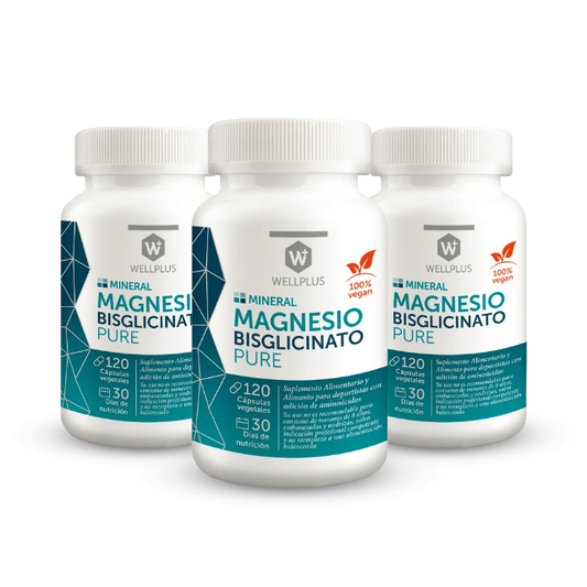 Pack x3 Magnesio bisglicinato pure 120caps Wellplus