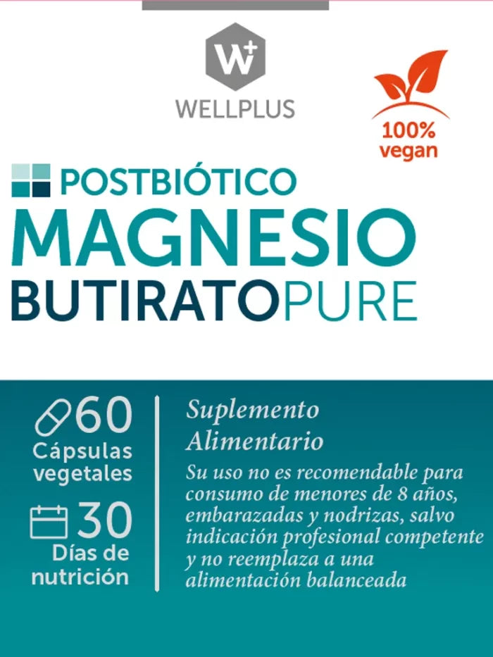 Magnesio Butirato Pure 60 cápsulas Wellplus