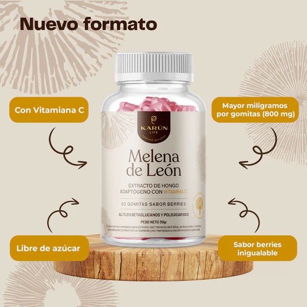 Hongo Melena de León + Vitamina C 60 Gomitas Karun Life