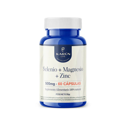 Selenio + Magnesio + Zinc 500 Mg 60 Capsulas Karun Life