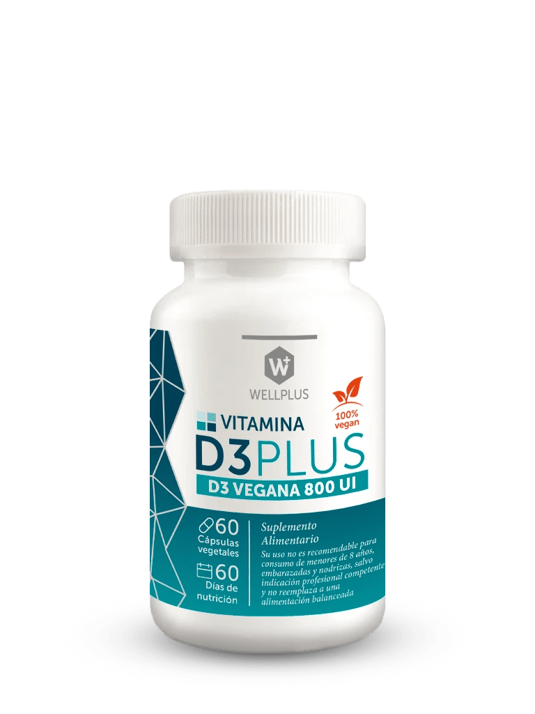 Vitamina D3 plus vegana 800UI 60Caps Wellplus