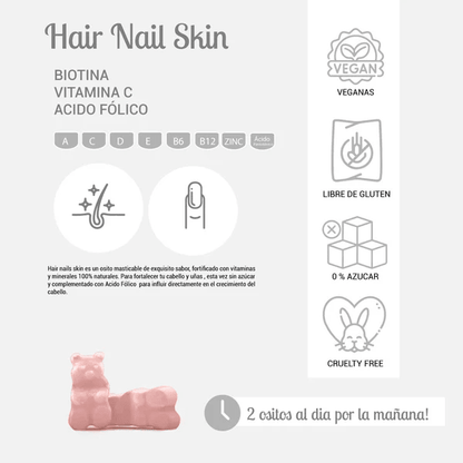 Gomitas Hair, nails & skin acido fólico 60und Perfect Bear