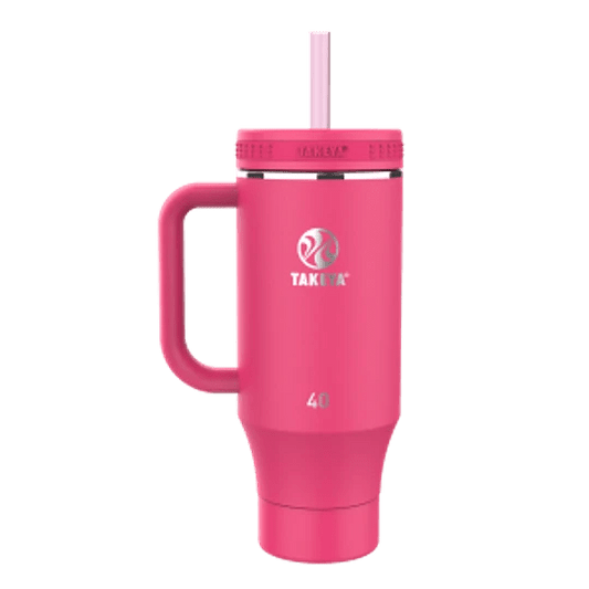 Botella bombilla doble straw tumbler 1.2 lt Takeya Fucsia