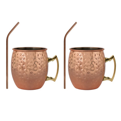 Set 2 Vasos Moscow Mule Mug Cobre + Bombillas Simplit