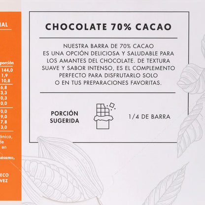 Chocolate 70% Cacao Orgánico 100g Manare