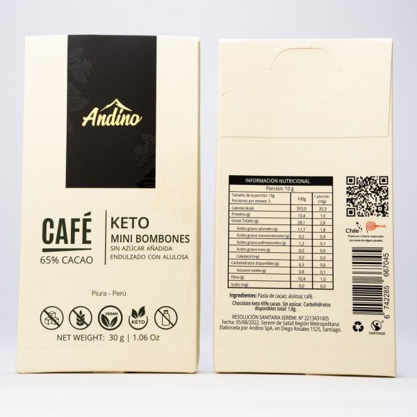 Minibombones de Chocolate Keto Andino 65%